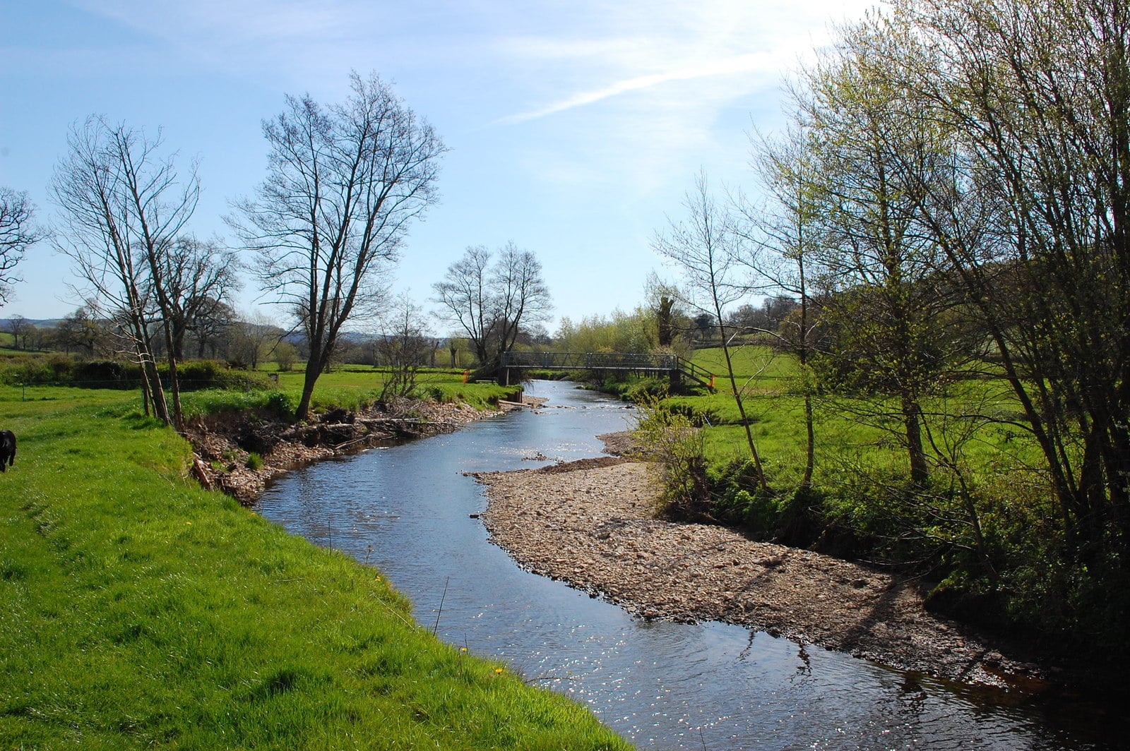 Photo of a stream through fields on the East Devon Way