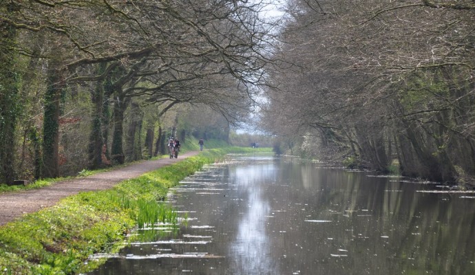 Photo of the Grand Western Canal with walkers on the tow path