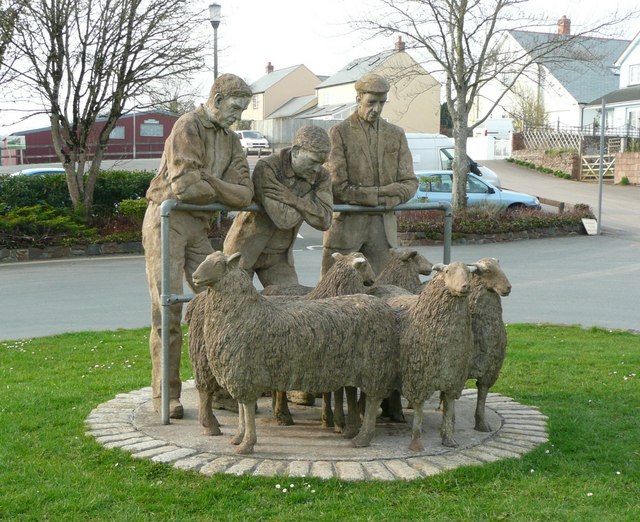 Photo of a sculpture of sheep and farmers