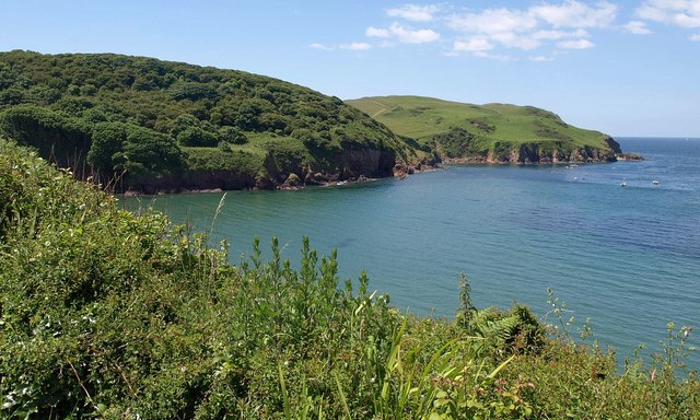 Photo of the South Devon coastline with sea and coastal cliffs at Hope Cove