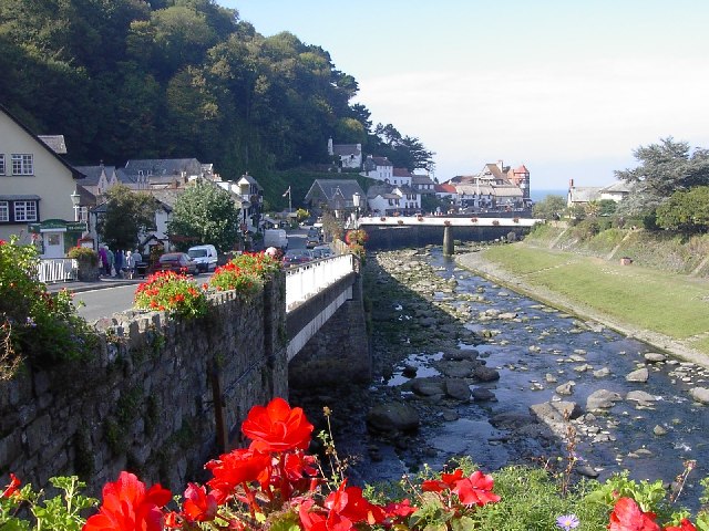 Photo looking down the river to Lynmouth town