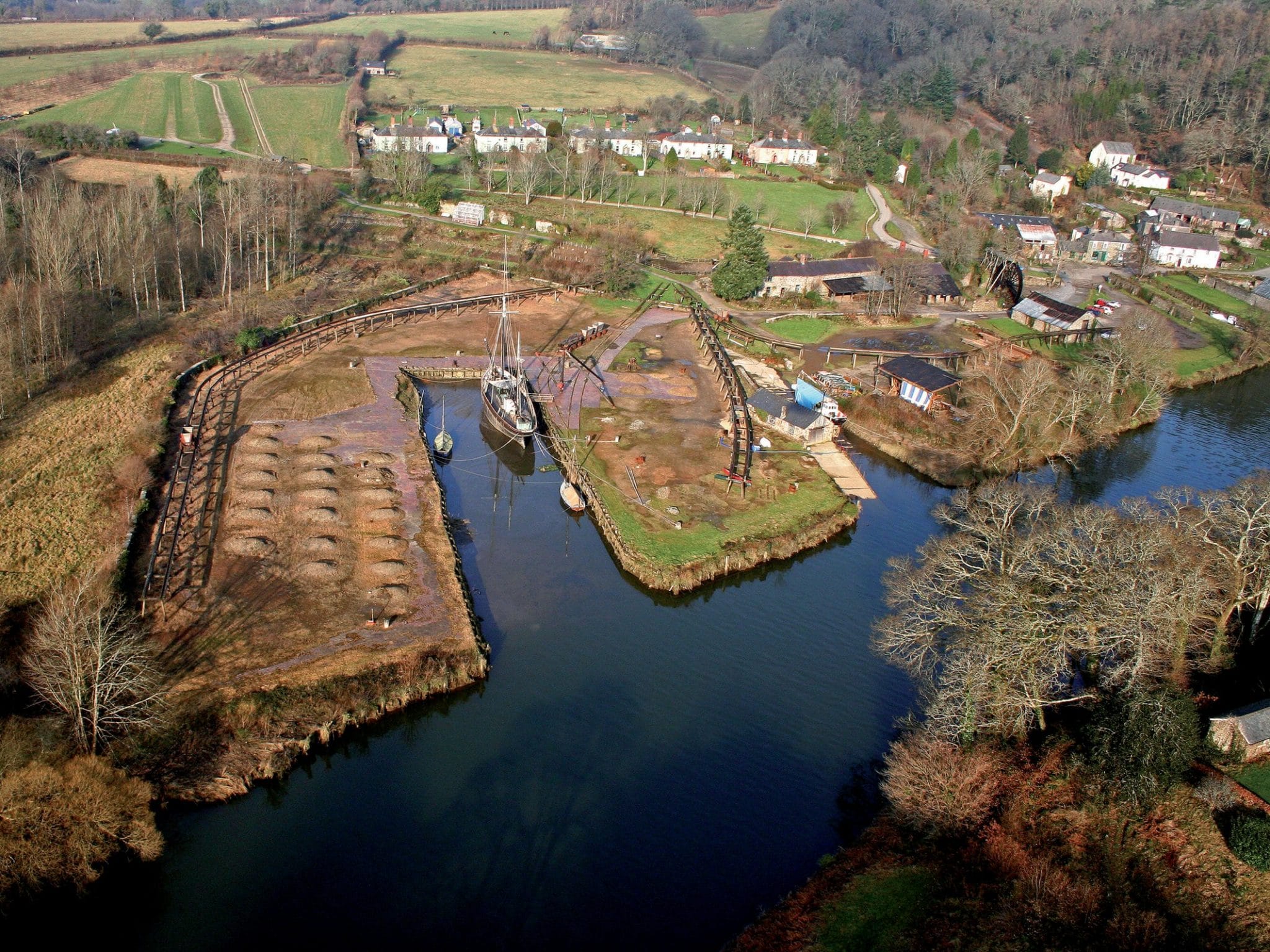 Aerial photo of Morwellham Quay