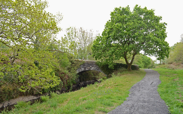 Photo of a tow path and canal with bridge