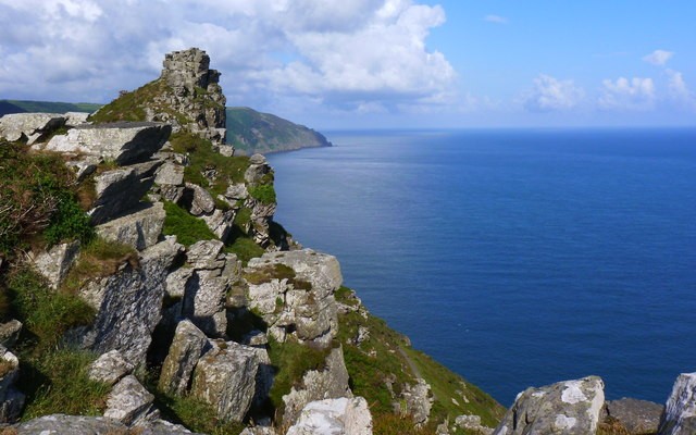 Photo of the north Devon coast, looking out over rocks and sea at Valley of the Rocks