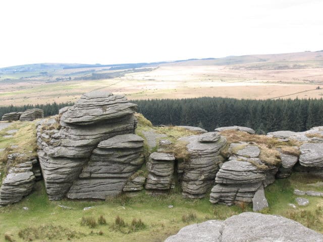 Photo of granite rocks on Bellever Tor on Dartmoor