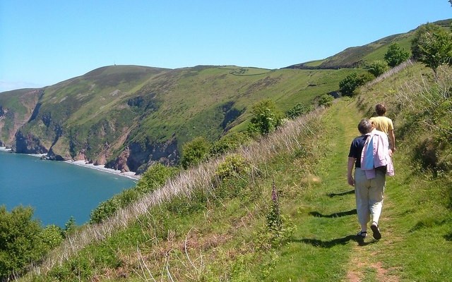 Photo of the coast path and North Devon coastal cliffs east of Lynmouth approaching Countisbury Hill