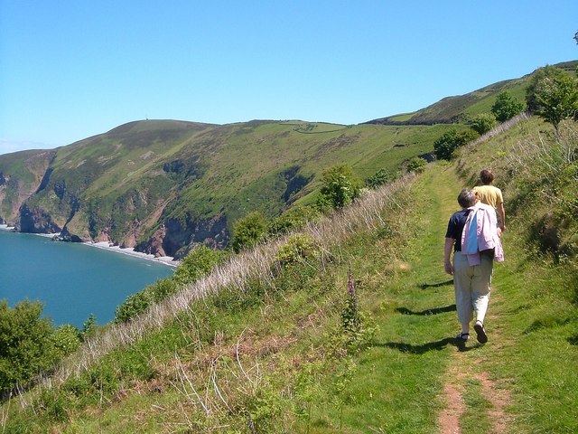 Photo of the coast path and North Devon coastal cliffs east of Lynmouth approaching Countisbury Hill