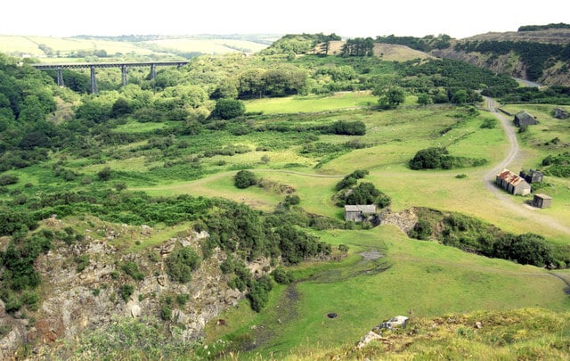 Landscape photo of Meldon quarry and viaduct