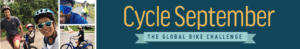 Cycle September banner with photos of cyclists and the text 'Cycle September The Global Bike Challenge'